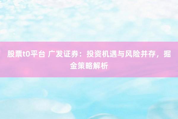 股票t0平台 广发证券：投资机遇与风险并存，掘金策略解析