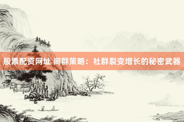 股票配资网址 间群策略：社群裂变增长的秘密武器