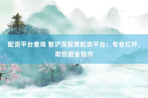 配资平台查询 智沪深股票配资平台：专业杠杆，助您掘金股市