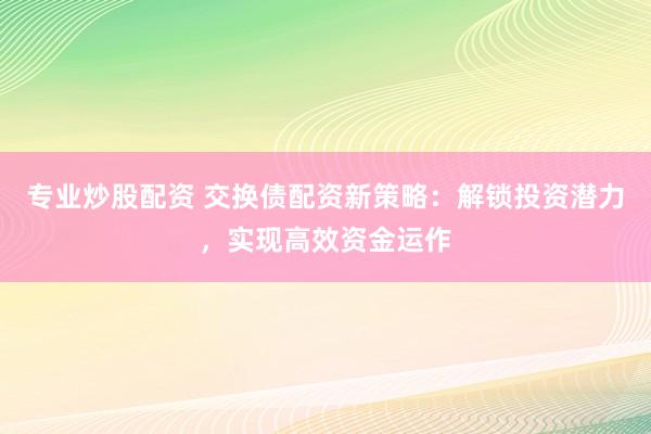 专业炒股配资 交换债配资新策略：解锁投资潜力，实现高效资金运作