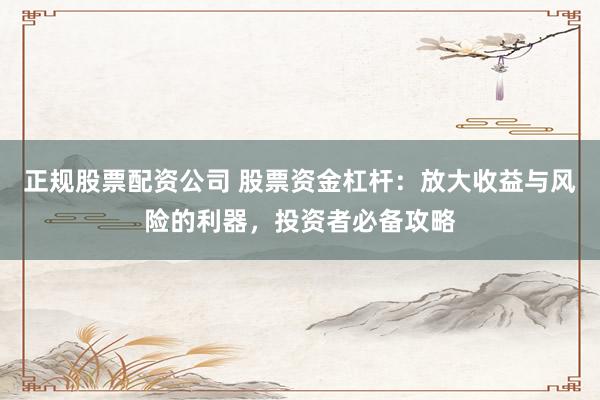 正规股票配资公司 股票资金杠杆：放大收益与风险的利器，投资者必备攻略