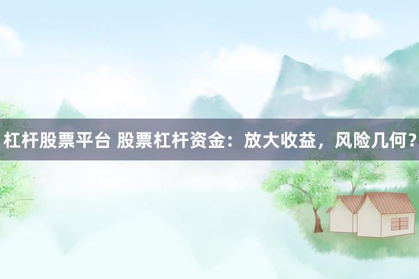 杠杆股票平台 股票杠杆资金：放大收益，风险几何？
