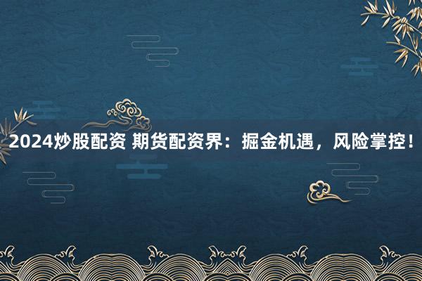 2024炒股配资 期货配资界：掘金机遇，风险掌控！