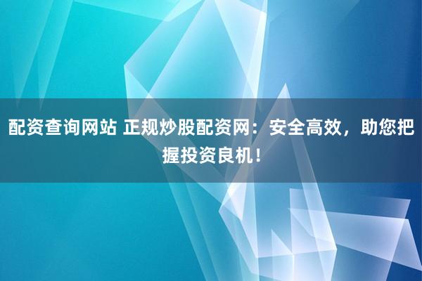 配资查询网站 正规炒股配资网：安全高效，助您把握投资良机！