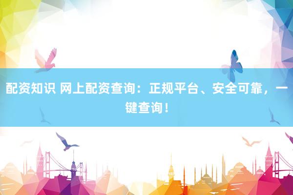 配资知识 网上配资查询：正规平台、安全可靠，一键查询！