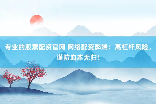 专业的股票配资官网 网络配资弊端：高杠杆风险，谨防血本无归！