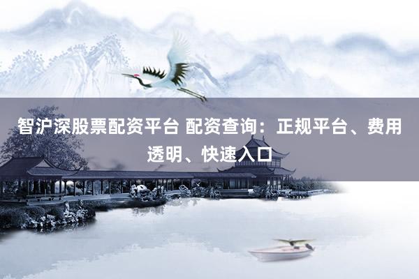 智沪深股票配资平台 配资查询：正规平台、费用透明、快速入口
