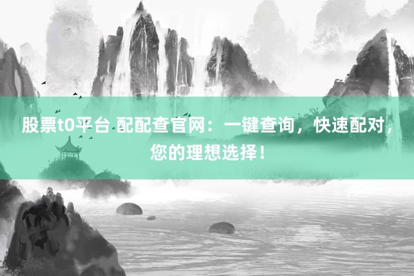股票t0平台 配配查官网：一键查询，快速配对，您的理想选择！