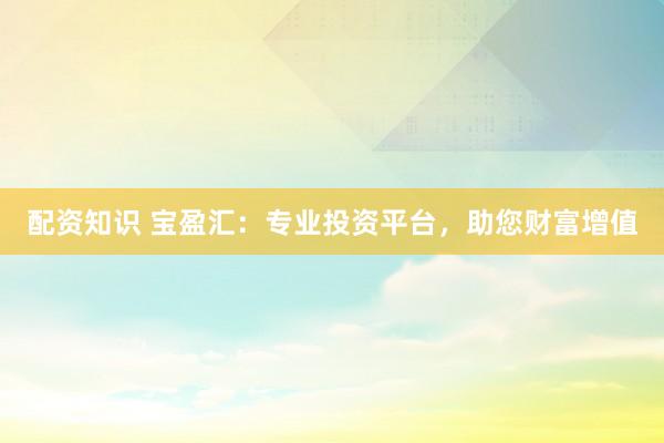 配资知识 宝盈汇：专业投资平台，助您财富增值