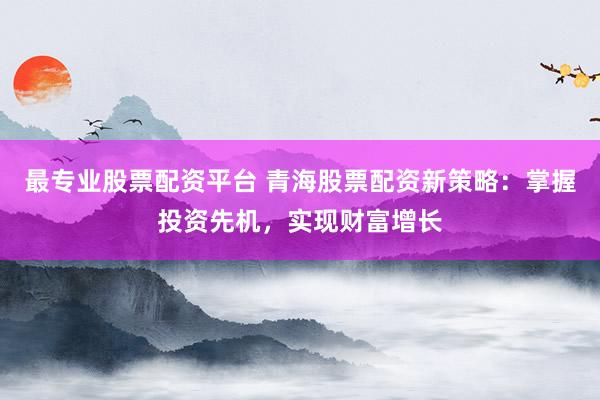 最专业股票配资平台 青海股票配资新策略：掌握投资先机，实现财富增长
