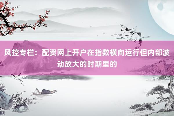 风控专栏：配资网上开户在指数横向运行但内部波动放大的时期里的