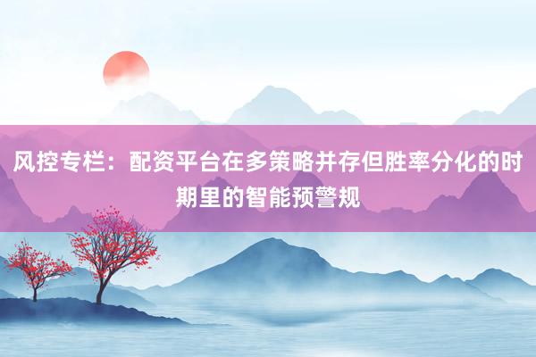 风控专栏：配资平台在多策略并存但胜率分化的时期里的智能预警规