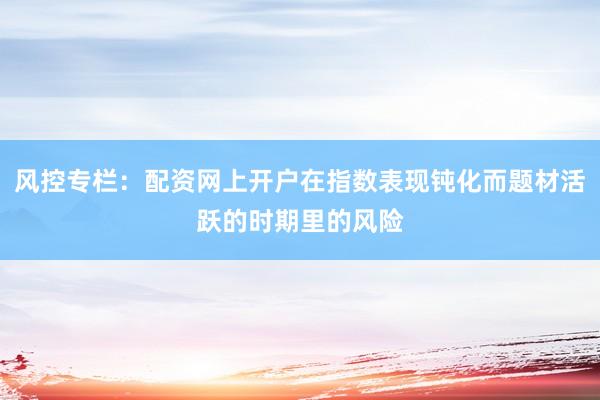 风控专栏：配资网上开户在指数表现钝化而题材活跃的时期里的风险
