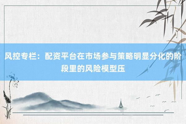 风控专栏：配资平台在市场参与策略明显分化的阶段里的风险模型压