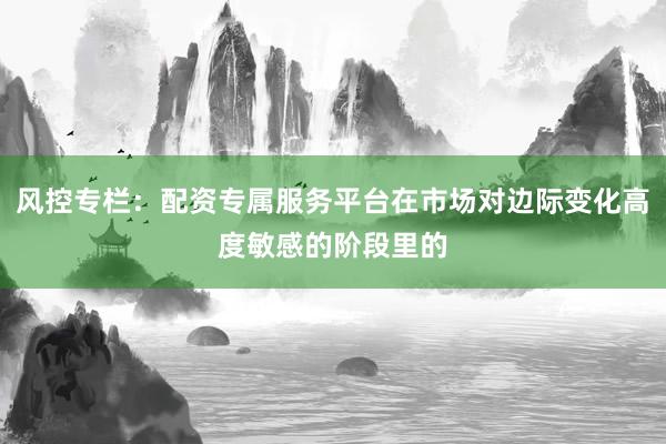 风控专栏：配资专属服务平台在市场对边际变化高度敏感的阶段里的