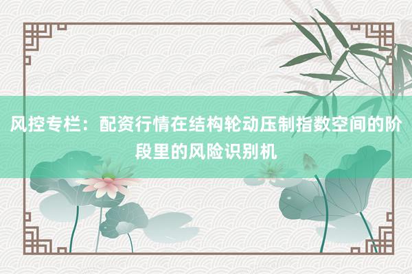 风控专栏：配资行情在结构轮动压制指数空间的阶段里的风险识别机
