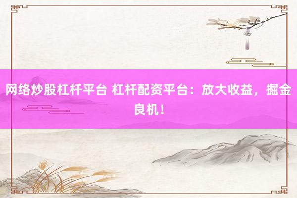 网络炒股杠杆平台 杠杆配资平台:放大收益,掘金良机!