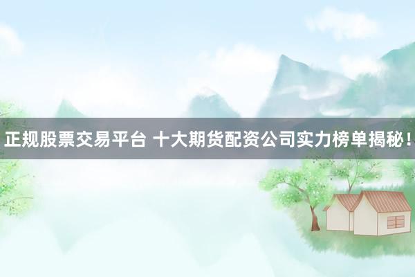 正规股票交易平台 十大期货配资公司实力榜单揭秘！