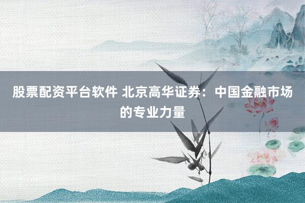 股票配资平台软件 北京高华证券：中国金融市场的专业力量