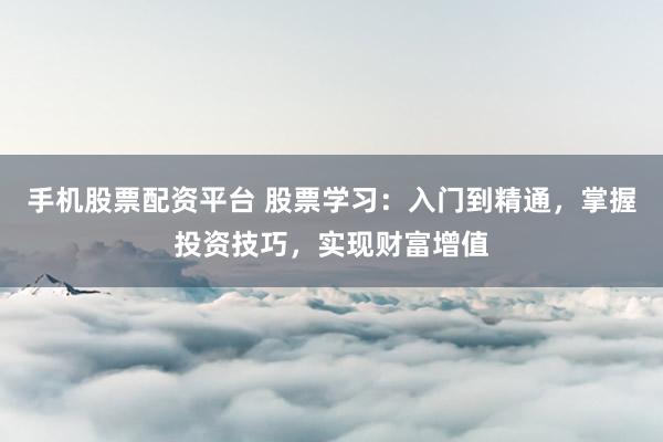 手机股票配资平台 股票学习：入门到精通，掌握投资技巧，实现财富增值